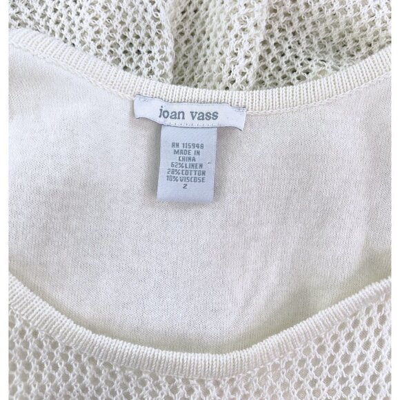 Joan Vass Sz 2 Ivory Linen Cotton Layered Open Knit Sweater Blouse Women Rare - Picture 7 of 7